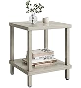 MMEOLUOOK Large End Table Square Side Table Modern Sofa Table 20 Inch Industrial Coffee Table Nig...