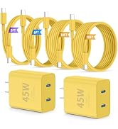 QZIIW iPhone 16 15 Pro Max Charger Fast Charging,45W Dual Port USB C Fast Charger Block [2-Pack] ...