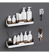 UIFER 2-Pack Adhesive Shower Caddy, Shower Shelves with Hooks, No Drilling Shower Racks for insid...