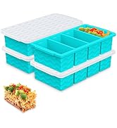Doasuwish Silicone Freezer Molds for Soup with Lid – 1-Cup Soup Container Style Ice Cube Trays fo...