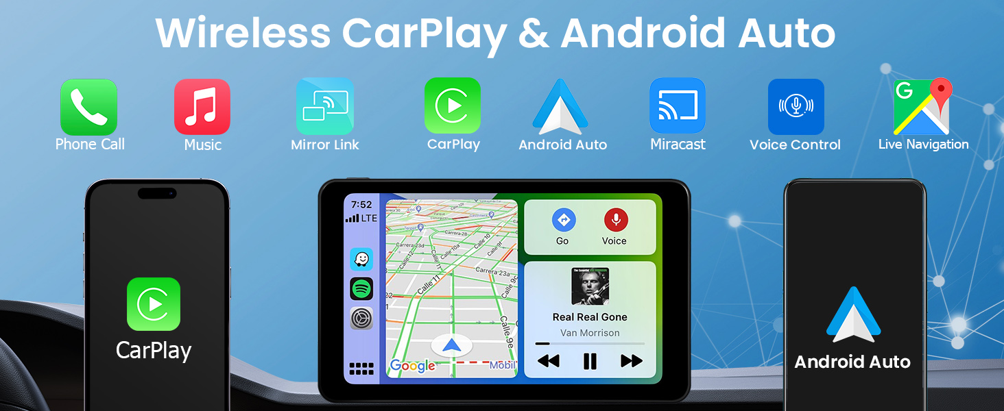wireless apple carplay screen android auto