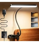 Glocusent 7W Horizontal Clip on Light, 57 LED Eye Caring Reading Light, 5 Brightness &amp; 3 Colors w...