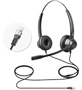 EAGATON X1D RJ9 Telephone Headset with Microphone, Dual Ear Call Center Headset for Avaya Yealink...