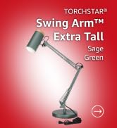 TORCHSTAR Tall Swing Arm Desk Lamp with Wooden Accent, Large Size, Green | Adjustable Max Height ...