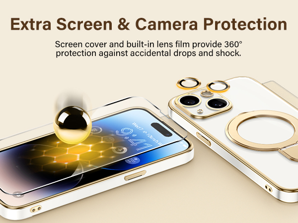 Magnetic for iPhone 13 Case with Stand,Compatible with MagSafe, Full Camera Protection Slim