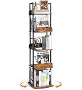 Bookshelves 5-Tier, Rotating Bookshelf Tower for Corner, Floor Sanding Book Shelf, Small Bookcase...