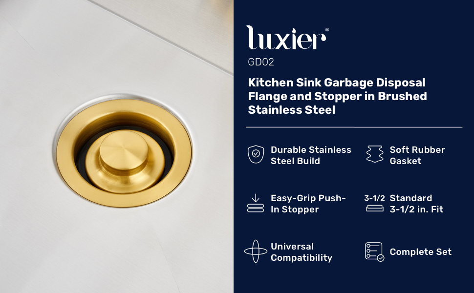 Luxier GD02 Kitchen Sink Garbage Disposal Flange and Stopper