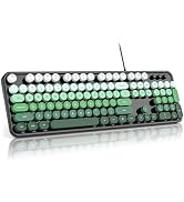 MOFII Computer Keyboard Wired,Round Key Retro Typewriter Keyboard Full Size | USB Plug and Play, ...