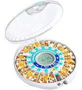 Daviky Automatic Pill Dispenser for Elderly with Alarm, 28-Day Electronic Locked Pill Box, Sound ...
