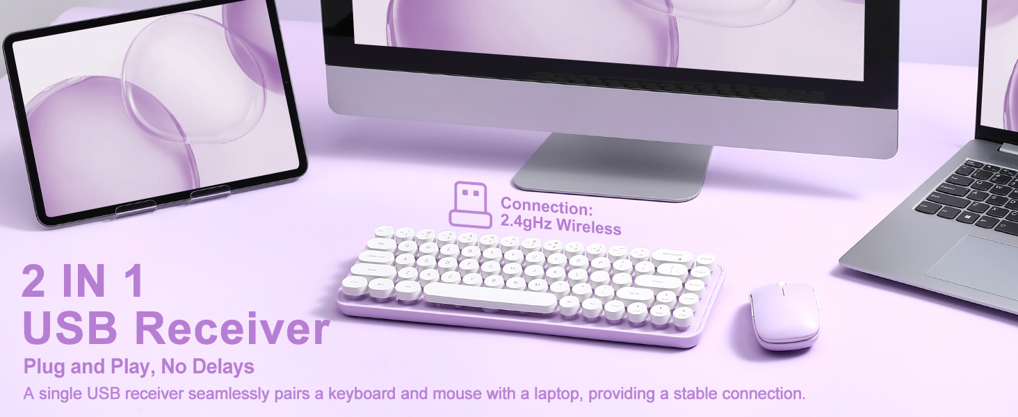 i68 Wireless Typewriter Keyboard and Mouse Combo