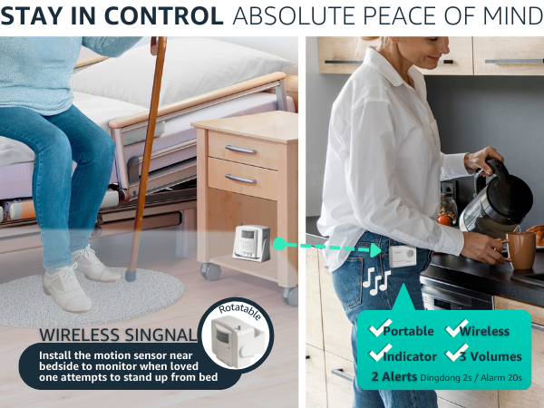 bed alarms fall prevention for elderly motion sensor indoor door alarm dementia patients fall alert