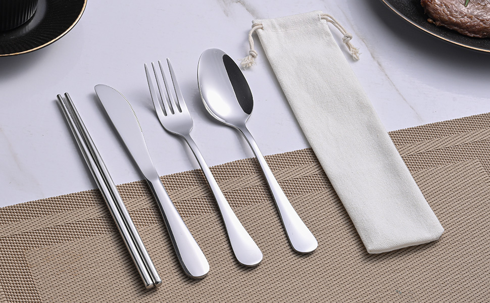 Travel Utensils Set Knife Spoon Fork Chopsticks