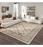 Rugcomf Living Room Rug 5x7 Rug Machine Washable Boho Area Rug Non Slip Vintage Low Pile Large Ru...