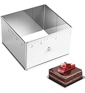Hilsita Adjustable Rectangle Mousse Cake Ring Mold - Extendable Stainless Steel Square Shaped Cak...