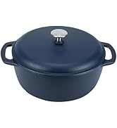 Basics Enameled Cast Iron Dutch Oven Pot with Lid, Dual Handles, Heavy-Duty, Oven Safe, Ro...