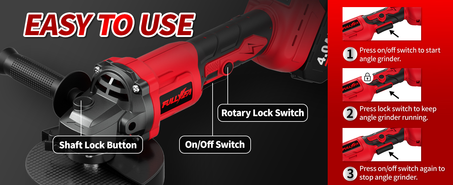 Power Angle Grinders with 2 * 4.0Ah Batteries &amp;amp; 3 Cutting Wheels