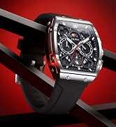 OLEVS Watches Men Chronograph Waterproof Rectangle Face Moon Phase Watches for Men Luminous Quart...