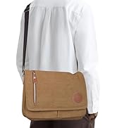 CAAORDKSO Vintage Canvas Satchel Messenger Bag for Men Women Small Crossbody Bag Travel Shoulder ...