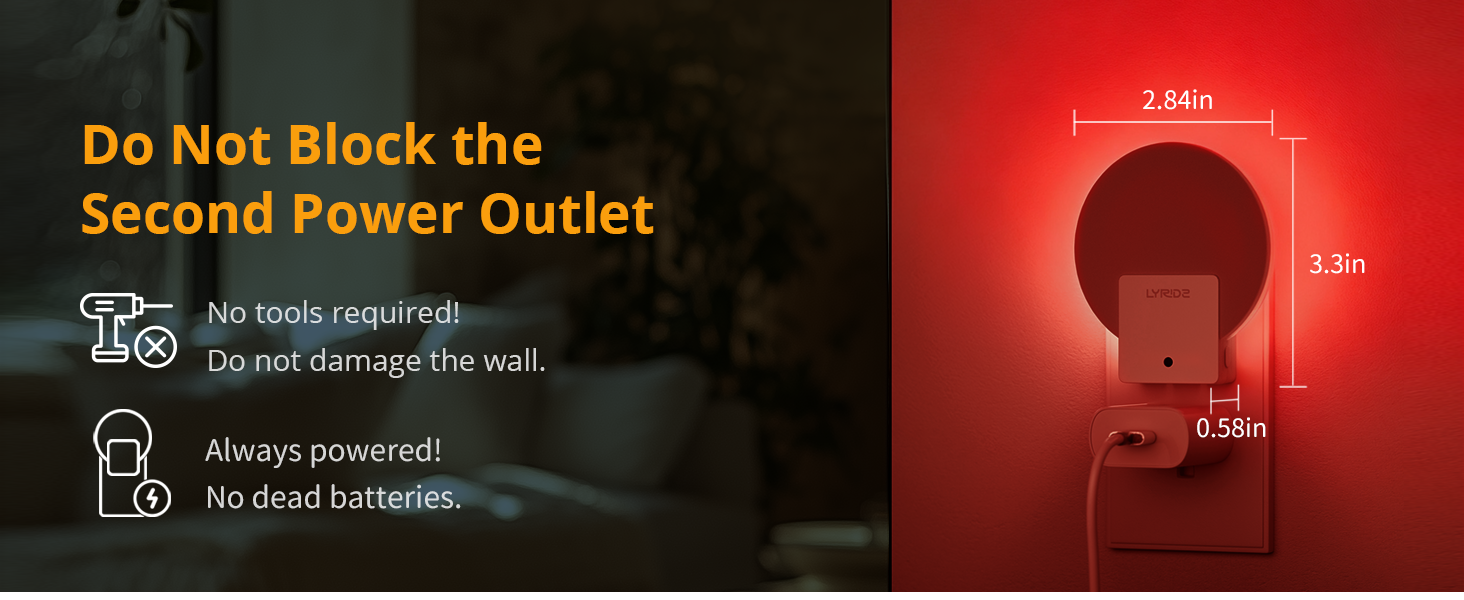 compact design do not block the second power outlet