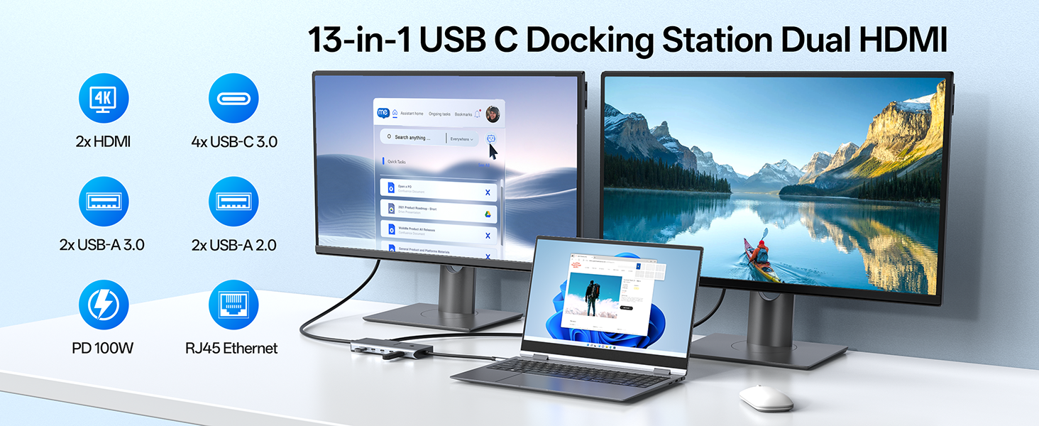 USB C Docking Station Dual HDMI