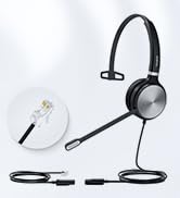 Yealink Phone Headsets for Office Phones YHS36 QD to RJ9 Wired Headset Compatible with Poly Snom ...