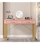 WESTREE Modern Makeup Vanity Desk with Glossy Desktop, Bedroom Home Office Writing Desk with Draw...