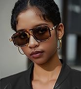 BUTABY Rectangle Aviator Sunglasses for Women Men Retro Square 70s Flat Shades Trendy Plastic Fra...