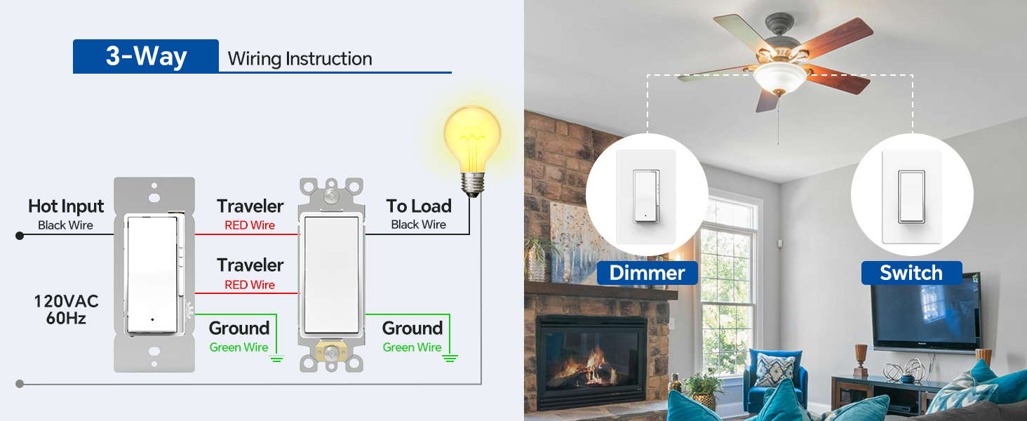 dimmer light switch-3-Way Diagram Wiring