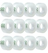 MJUNM Clear Tape Refills Rolls for Dispenser, Transparent Tape, 12 Rolls, 1 inch Core, 3/4 inch x...