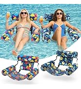 Sunikko X Pool Floats Adult 2 Packs Fabric Heavy Duty Inflatable Pool Chair Hammock, Blow Up Floa...