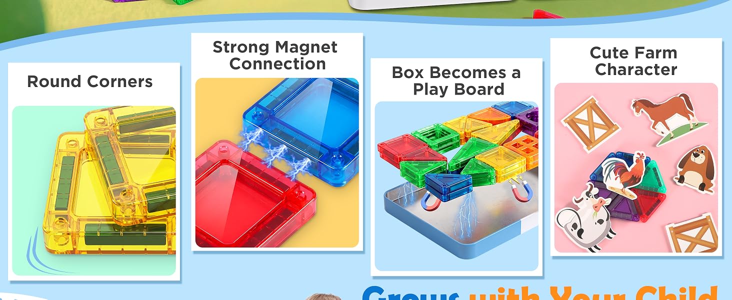 Magnetic Building Tiles 3D Blocks Construction Playboards STEM Creative Educational Toys for Kids