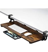ETHU Keyboard Tray Under Desk, 26.77" X 11.81" Large Size Keyboard Tray with C Clamp-on Mount Eas...