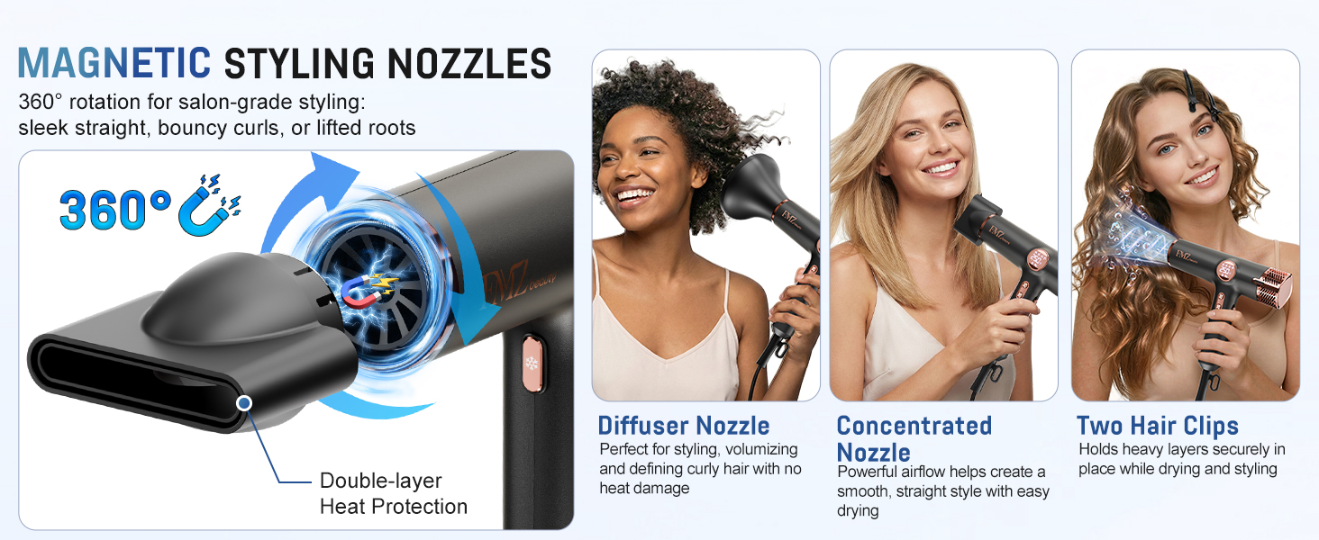 360° MAGNETIC STYLING NOZZLES