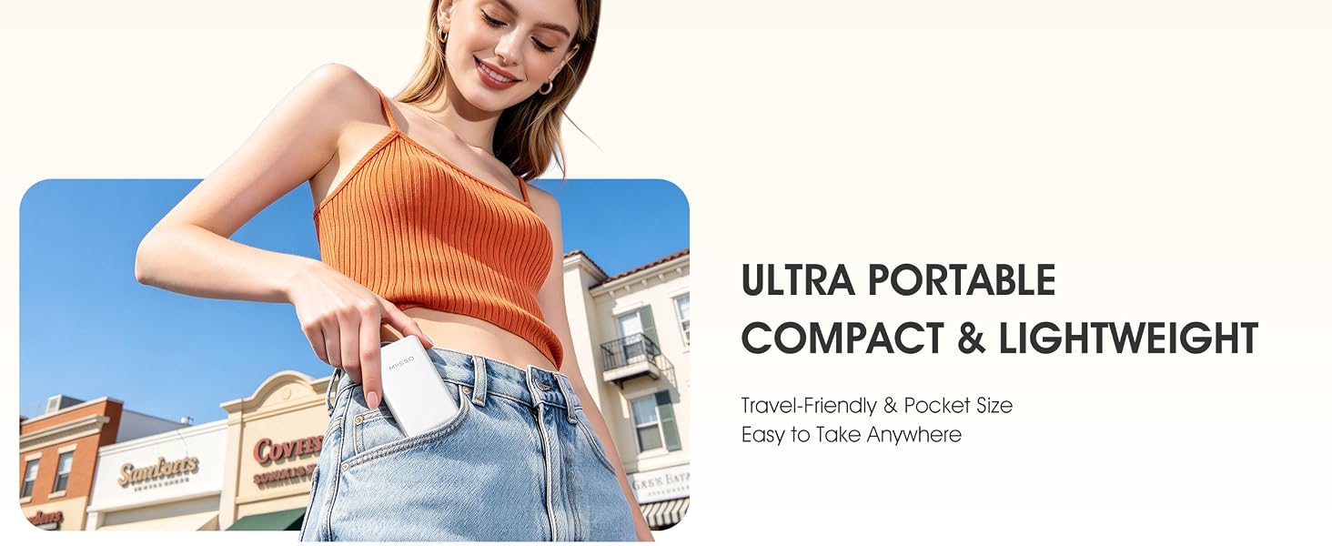 5000mah Ultra Slim Power Bank Pocket Size Mini Portable Charger Travel Essential Phone Charger
