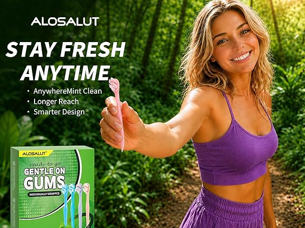 Alosalut 36 Pack Pre-Pasted Mint Mini Disposable Toothbrushes