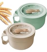 MUUBOOX 2Pack 28.7oz Wheat Straw Microwave Ramen Bowl Set Noodle Bowls With Lid and Spoon,Improve...