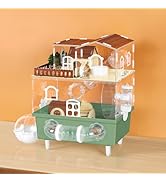 Acrylic Hamster Cage Large Hamster Habitat Dwarf Hamster Enclosure, 13.3''* 9.8''* 17.4'' Clear P...