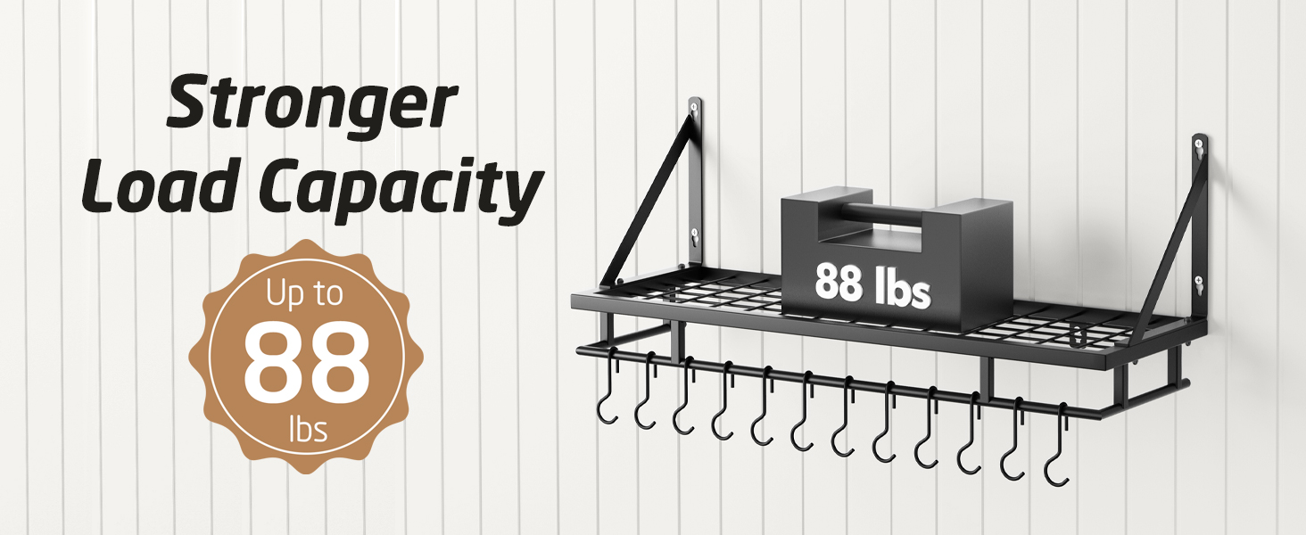 KUR215S75A-BK pot and pan hanger, weight capacity: 88 lbs