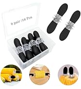 16Pcs/8 Pairs Black Corn Holders,PEOUWNES Stainless Steel Corn Cob Holders Corn on The Cob Skewer...