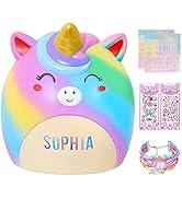 Piggy Bank Girls Unicorn Piggy Banks Cute Unbreakable Resin Coin Money Bank with Stickers Bracele...