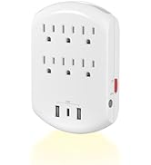 BN-LINK Outlet Extender, Multi Plug Outlets with 6 Outlets 3 USB Ports (3.4A Total), Dusk-to-Dawn...