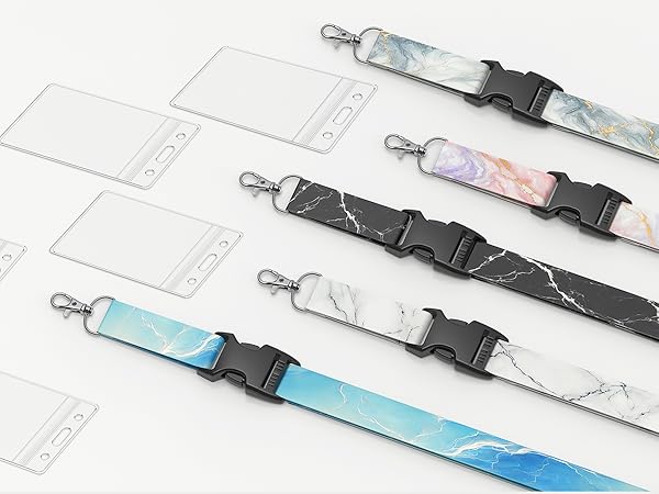 5 Pack Marble Veining Cruise Lanyard, Mixed