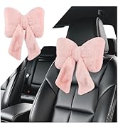 VKQTS Furry Bow Car Headrest Pillow,Soft &amp; Comfortable Car Neck Pillow for Cars Decorations &amp; Fat...