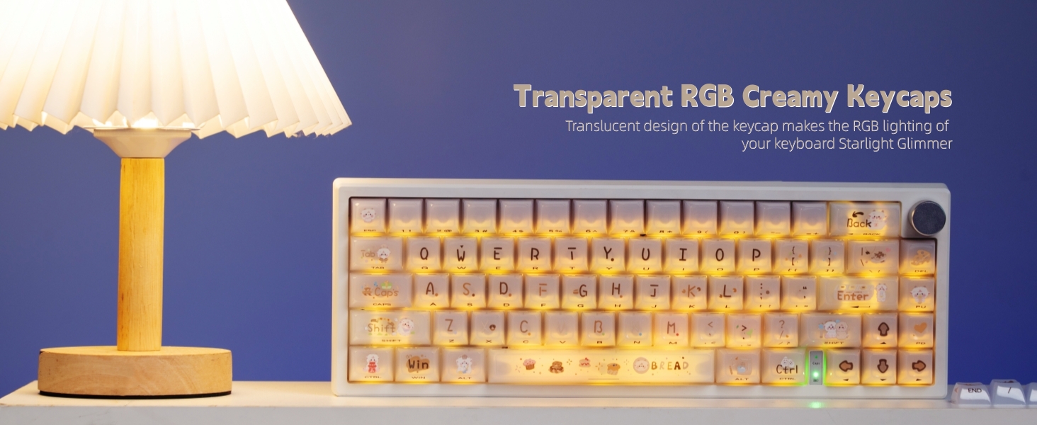 Keyboard Keycaps Jelly, White Ceramic Keycaps Style, Cake Sheep Key cap