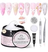 Beetles 3D Gel Nail Art-1 oz White Solid Builder Nail Gel,5 in 1 Non-Sticky Sculpting Building wi...