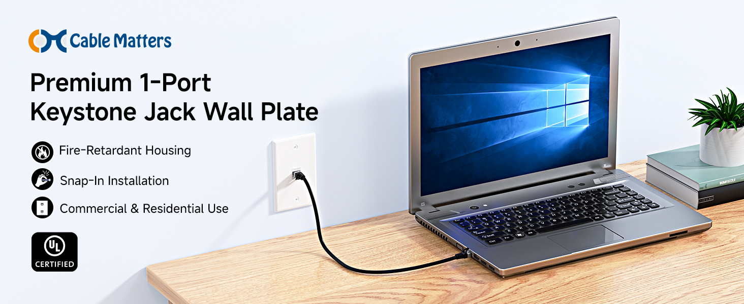 Low Profile 2-Port Keystone Jack Wall Plate