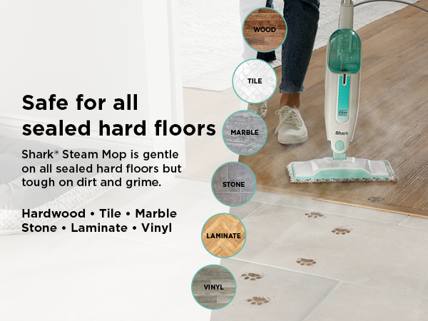 Safe for all sealed hard floors Shark Steam Mop is gentle on all