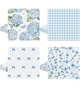 80Pcs Blue Floral Napkins, 6.5 In Hydrangea Napkins 2 Ply Vintage Decorative Napkin Flower Napkin...