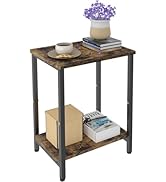 Tigerden 2 Tier Side Table, Heavy Duty End Table with Shelves, Narrow nightstand Table for Small ...