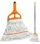 TidyBliss Commercial Mop Heavy Duty, 55 inches Long Handle Large Looped-End Industrial String Flo...